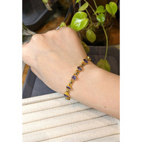 4.90 Ct.Tw.Total Carat Weight Violetish Blue Tanzanite Bezel Bracelet, 18K Gold Plated Silver Life Style
