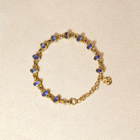 4.90 Ct.Tw.Total Carat Weight Violetish Blue Tanzanite Bezel Bracelet, 18K Gold Plated Silver Life Style