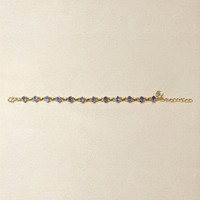 4.90 Ct.Tw.Total Carat Weight Violetish Blue Tanzanite Bezel Bracelet, 18K Gold Plated Silver Life Style