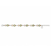 12.26&nbsp;Ct.Tw.Total Carat Weight Green (Lime Green) Peridot, Multi Color White Opal (Light Opal) and Yellow Citrine Bezel Bracelet, Silver Image