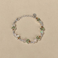 12.26&nbsp;Ct.Tw.Total Carat Weight Green (Lime Green) Peridot, Multi Color White Opal (Light Opal) and Yellow Citrine Bezel Bracelet, Silver Life Style
