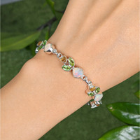 12.26&nbsp;Ct.Tw.Total Carat Weight Green (Lime Green) Peridot, Multi Color White Opal (Light Opal) and Yellow Citrine Bezel Bracelet, Silver Life Style