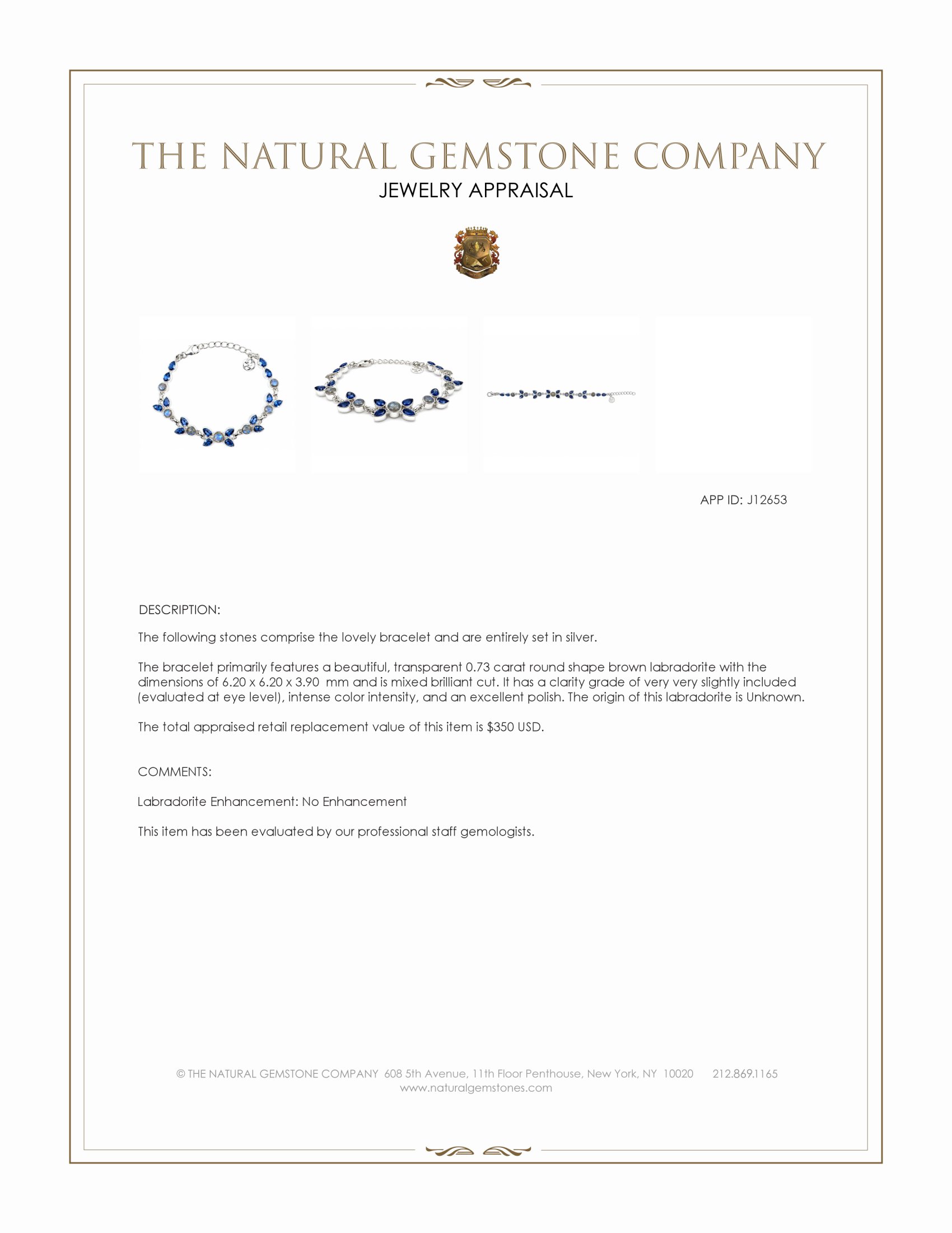 12.56 Ct.Tw. Blue Kyanite and Brown Labradorite Bezel Bracelet, Silver