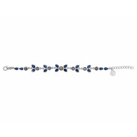 12.56&nbsp;Ct.Tw.Total Carat Weight Blue Kyanite and Brown Labradorite Bezel Bracelet, Silver Image