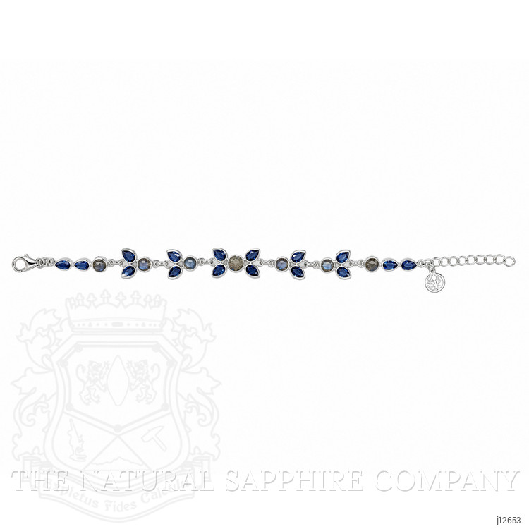 12.56 Ct.Tw. Blue Kyanite and Brown Labradorite Bezel Bracelet, Silver