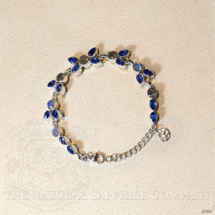 12.56 Ct.Tw. Blue Kyanite and Brown Labradorite Bezel Bracelet, Silver