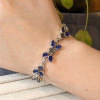 12.56&nbsp;Ct.Tw.Total Carat Weight Blue Kyanite and Brown Labradorite Bezel Bracelet, Silver Life Style