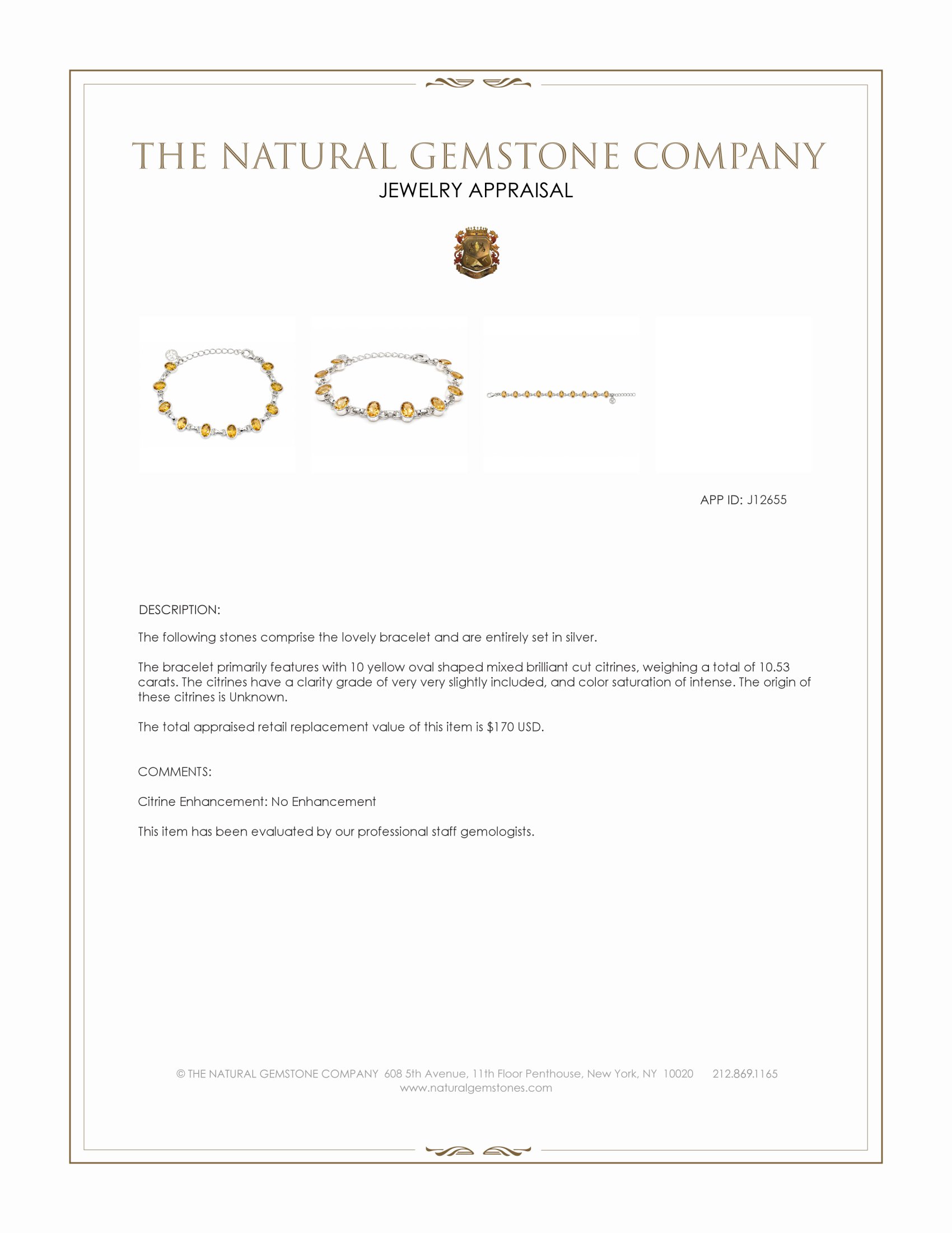 10.53 Ct.Tw. Yellow Citrine Bezel Bracelet, Silver
