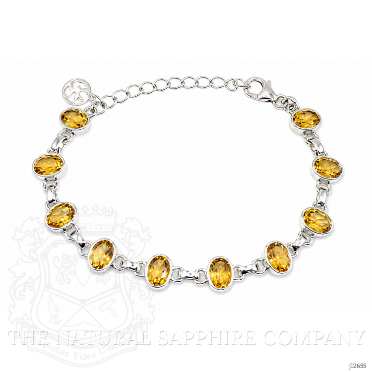 10.53 Ct.Tw. Yellow Citrine Bezel Bracelet, Silver