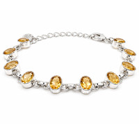 10.53&nbsp;Ct.Tw.Total Carat Weight Yellow Citrine Bezel Bracelet, Silver Image