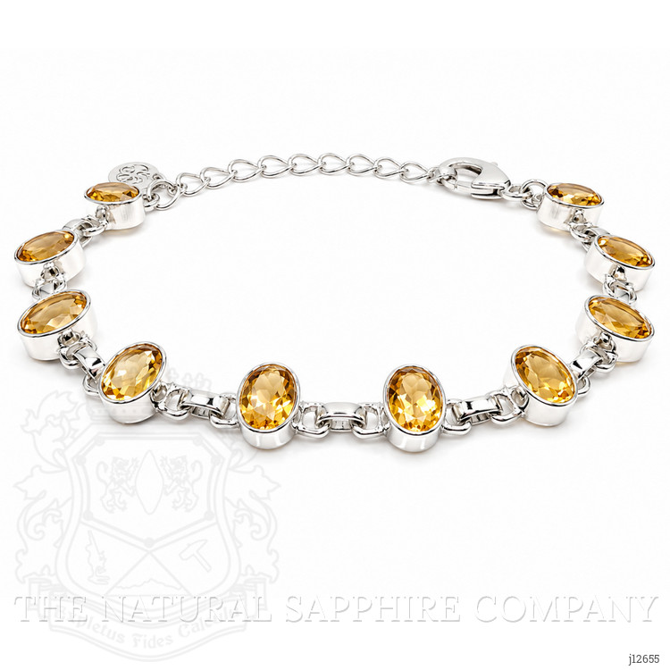 10.53 Ct.Tw. Yellow Citrine Bezel Bracelet, Silver