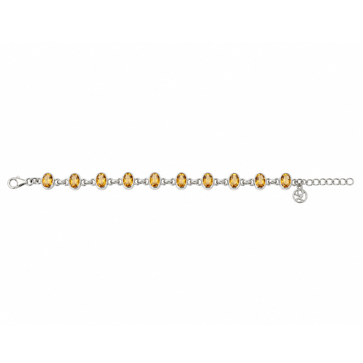 10.53 Ct.Tw. Yellow Citrine Bezel Bracelet, Silver