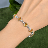 10.53 Ct.Tw.Total Carat Weight Yellow Citrine Bezel Bracelet, Silver Life Style