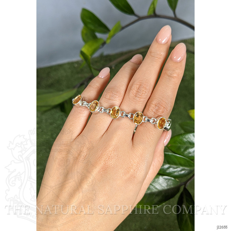 10.53 Ct.Tw. Yellow Citrine Bezel Bracelet, Silver