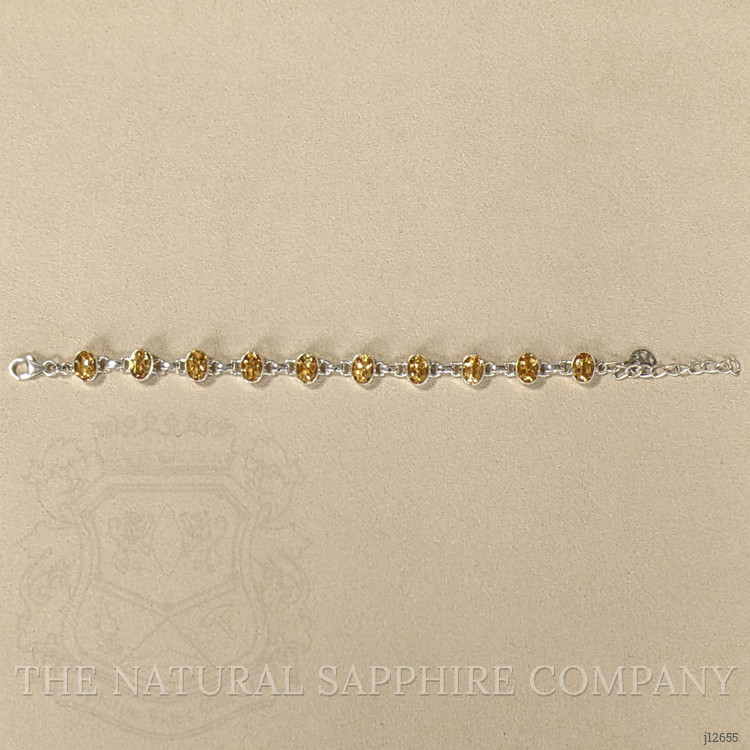 10.53 Ct.Tw. Yellow Citrine Bezel Bracelet, Silver