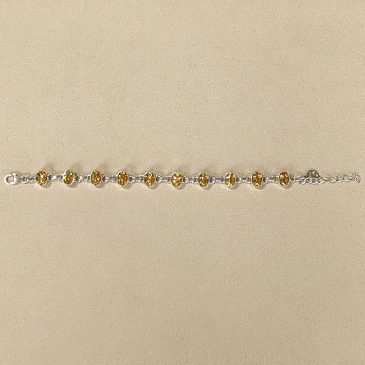 10.53 Ct.Tw. Yellow Citrine Bezel Bracelet, Silver