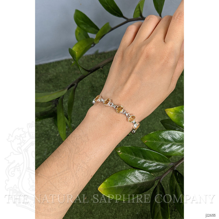10.53 Ct.Tw. Yellow Citrine Bezel Bracelet, Silver