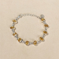 10.53&nbsp;Ct.Tw.Total Carat Weight Yellow Citrine Bezel Bracelet, Silver Life Style