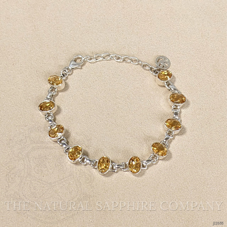 10.53 Ct.Tw. Yellow Citrine Bezel Bracelet, Silver