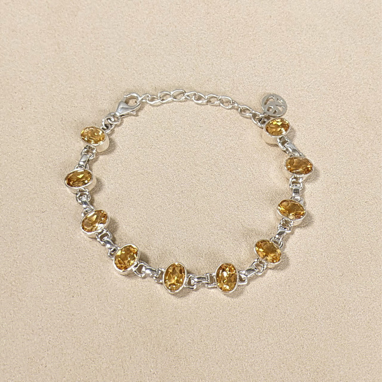 10.53 Ct.Tw. Yellow Citrine Bezel Bracelet, Silver