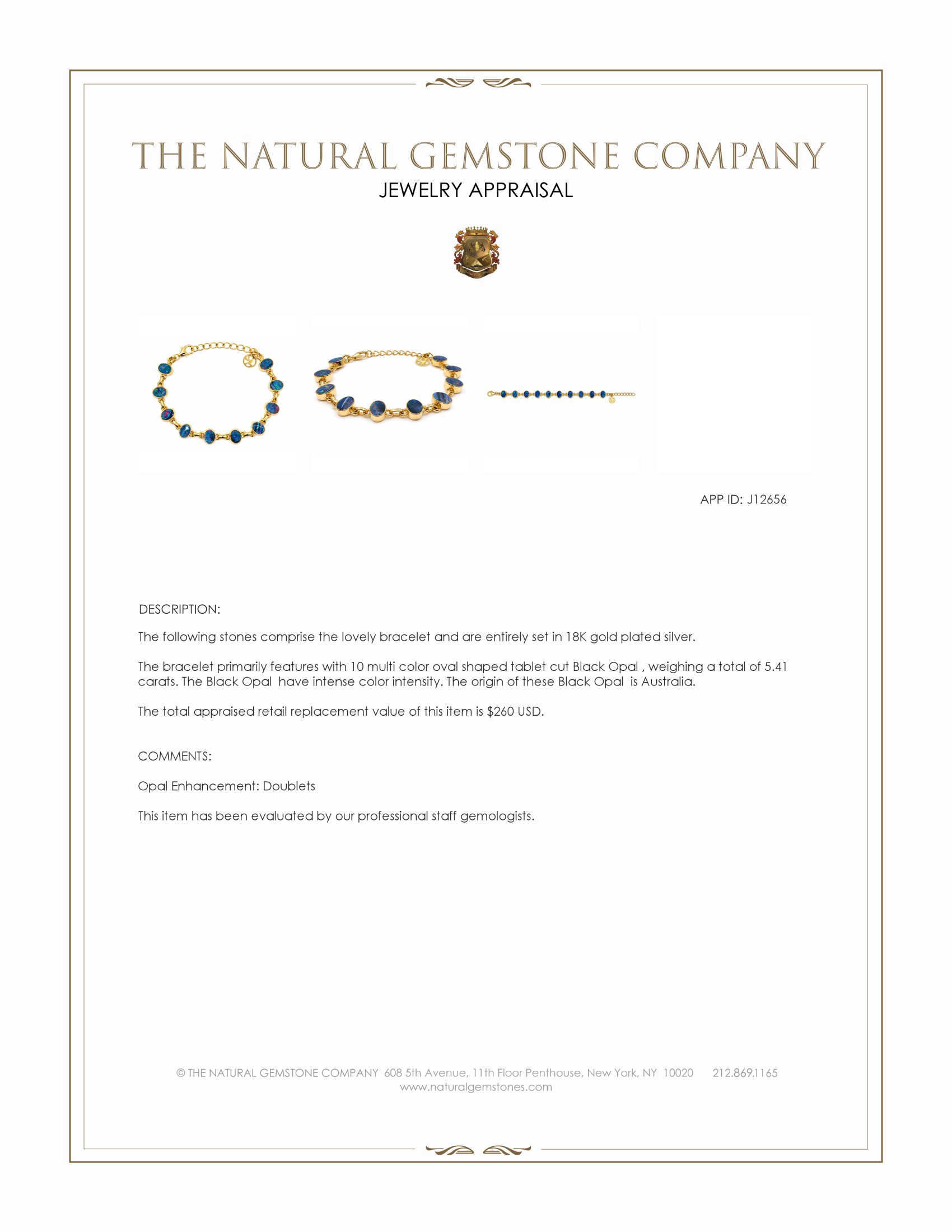 5.41 Ct.Tw. Multi Color Opal Bezel Bracelet, 18K Gold Plated Silver