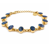 5.41 Ct.Tw.Total Carat Weight Multi Color Opal Bezel Bracelet, 18K Gold Plated Silver Image