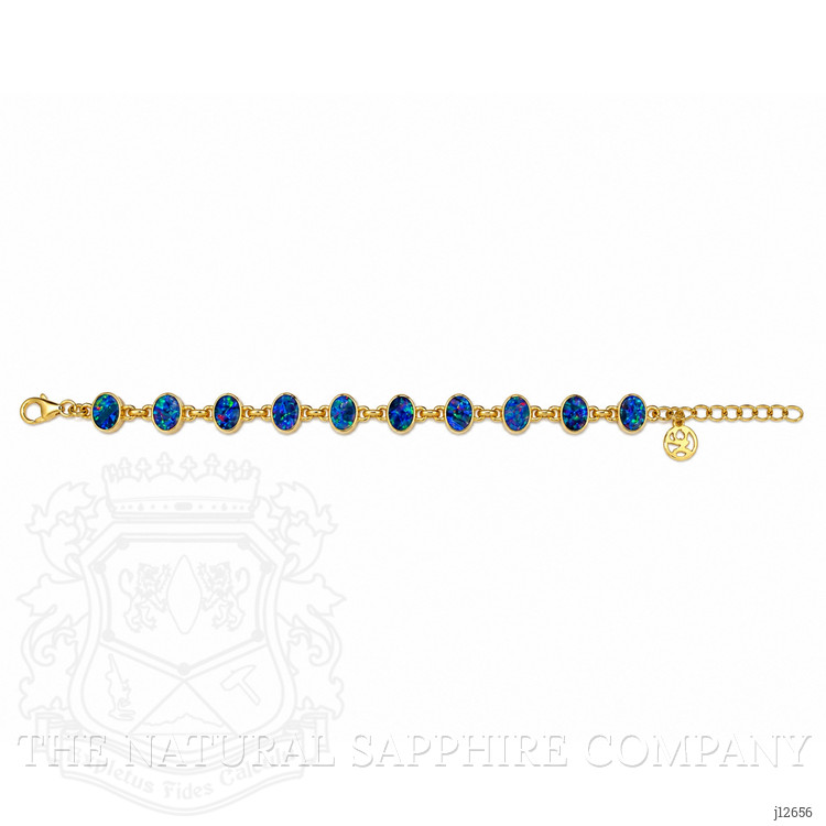 5.41 Ct.Tw. Multi Color Opal Bezel Bracelet, 18K Gold Plated Silver