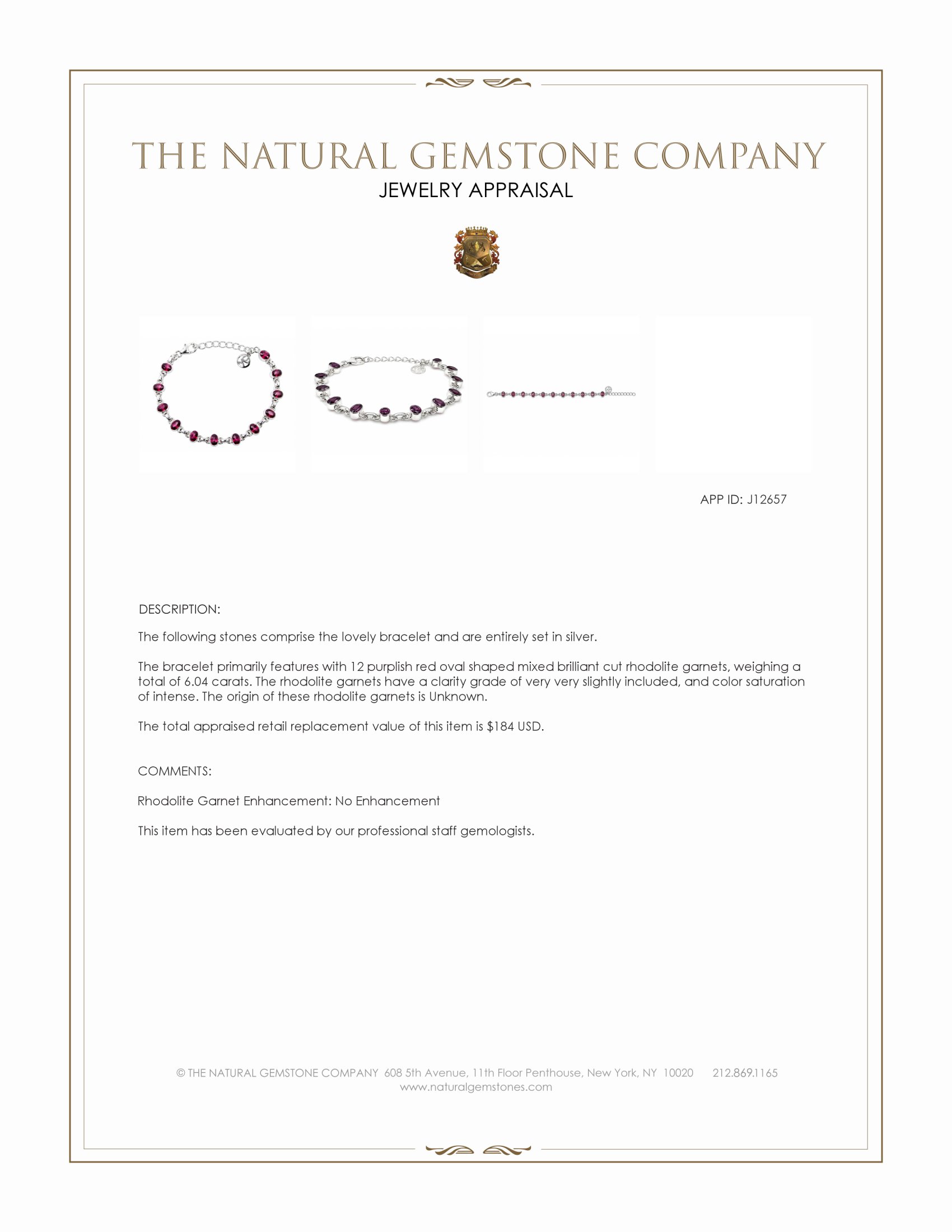 6.04 Ct.Tw. Purplish Red Rhodolite Garnet Bezel Bracelet, Silver