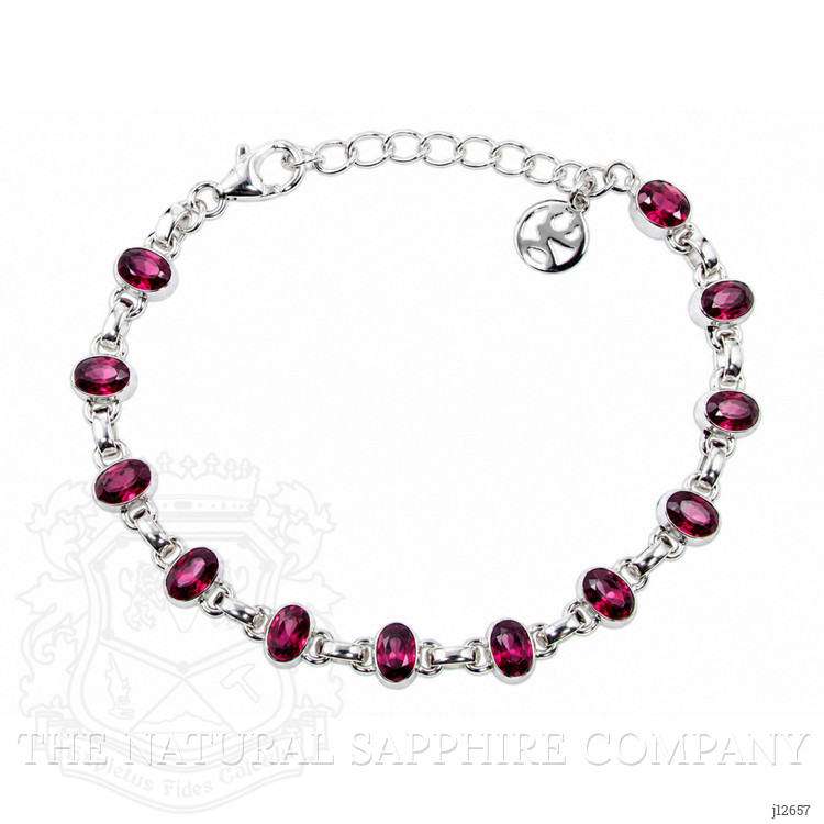 6.04 Ct.Tw. Purplish Red Rhodolite Garnet Bezel Bracelet, Silver
