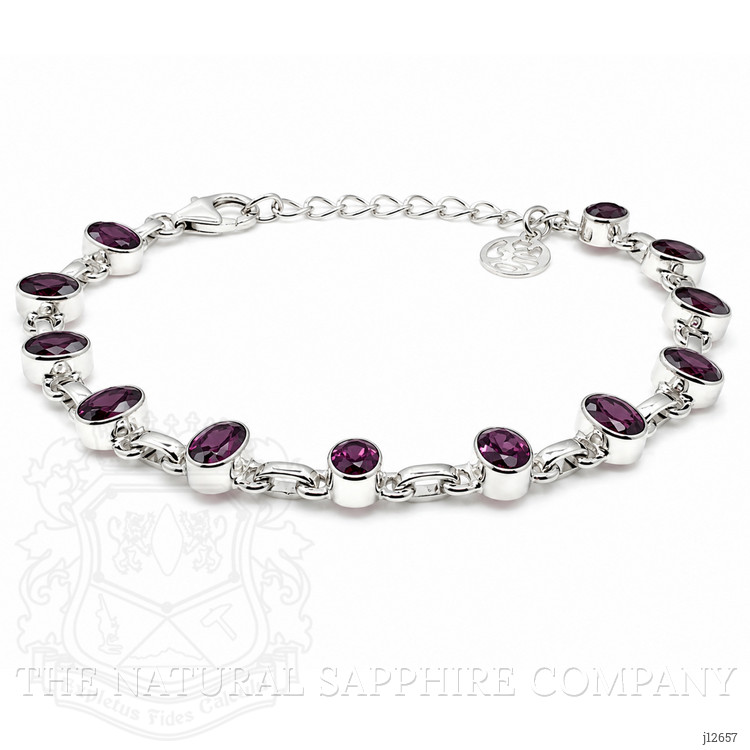 6.04 Ct.Tw. Purplish Red Rhodolite Garnet Bezel Bracelet, Silver