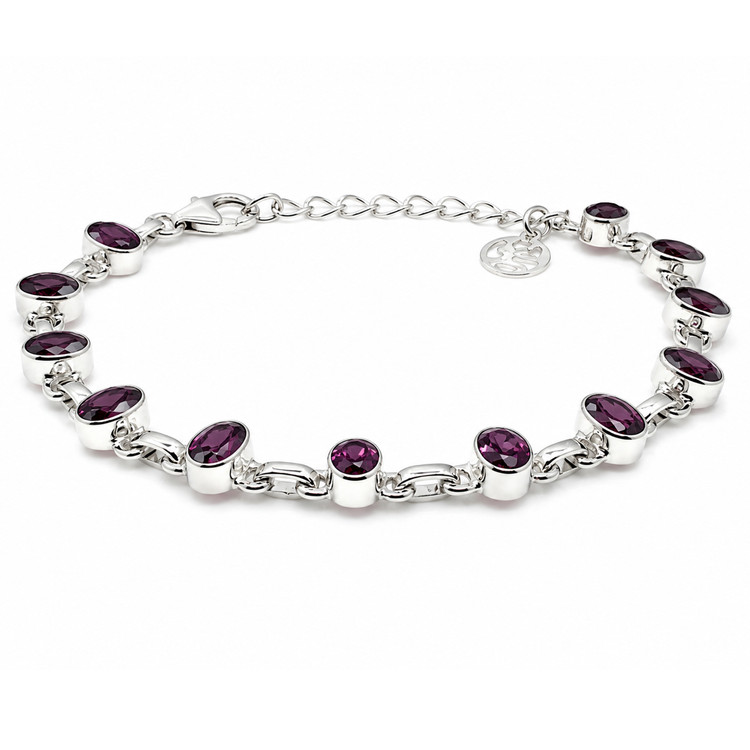 6.04 Ct.Tw. Purplish Red Rhodolite Garnet Bezel Bracelet, Silver