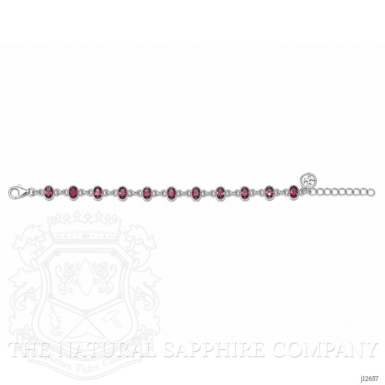 6.04 Ct.Tw. Purplish Red Rhodolite Garnet Bezel Bracelet, Silver