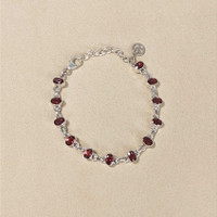 6.04 Ct.Tw.Total Carat Weight Purplish Red Rhodolite Garnet Bezel Bracelet, Silver Life Style