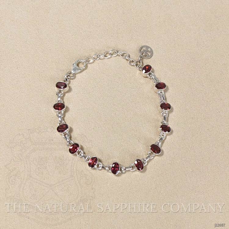 6.04 Ct.Tw. Purplish Red Rhodolite Garnet Bezel Bracelet, Silver