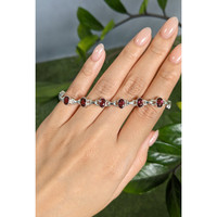 6.04 Ct.Tw.Total Carat Weight Purplish Red Rhodolite Garnet Bezel Bracelet, Silver Life Style