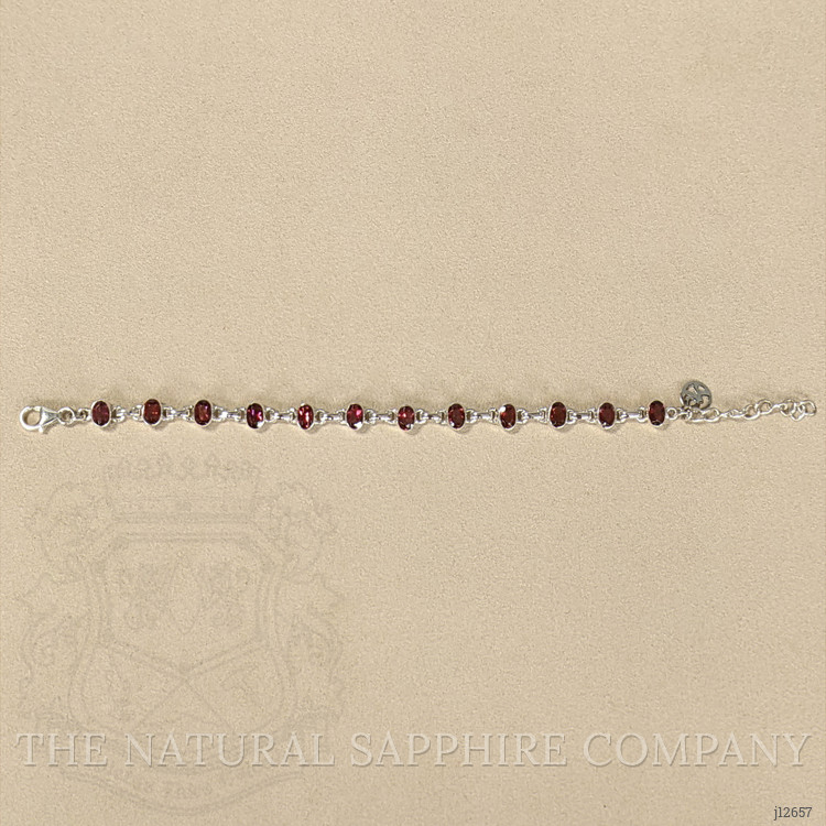 6.04 Ct.Tw. Purplish Red Rhodolite Garnet Bezel Bracelet, Silver
