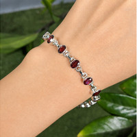 6.04&nbsp;Ct.Tw.Total Carat Weight Purplish Red Rhodolite Garnet Bezel Bracelet, Silver Life Style