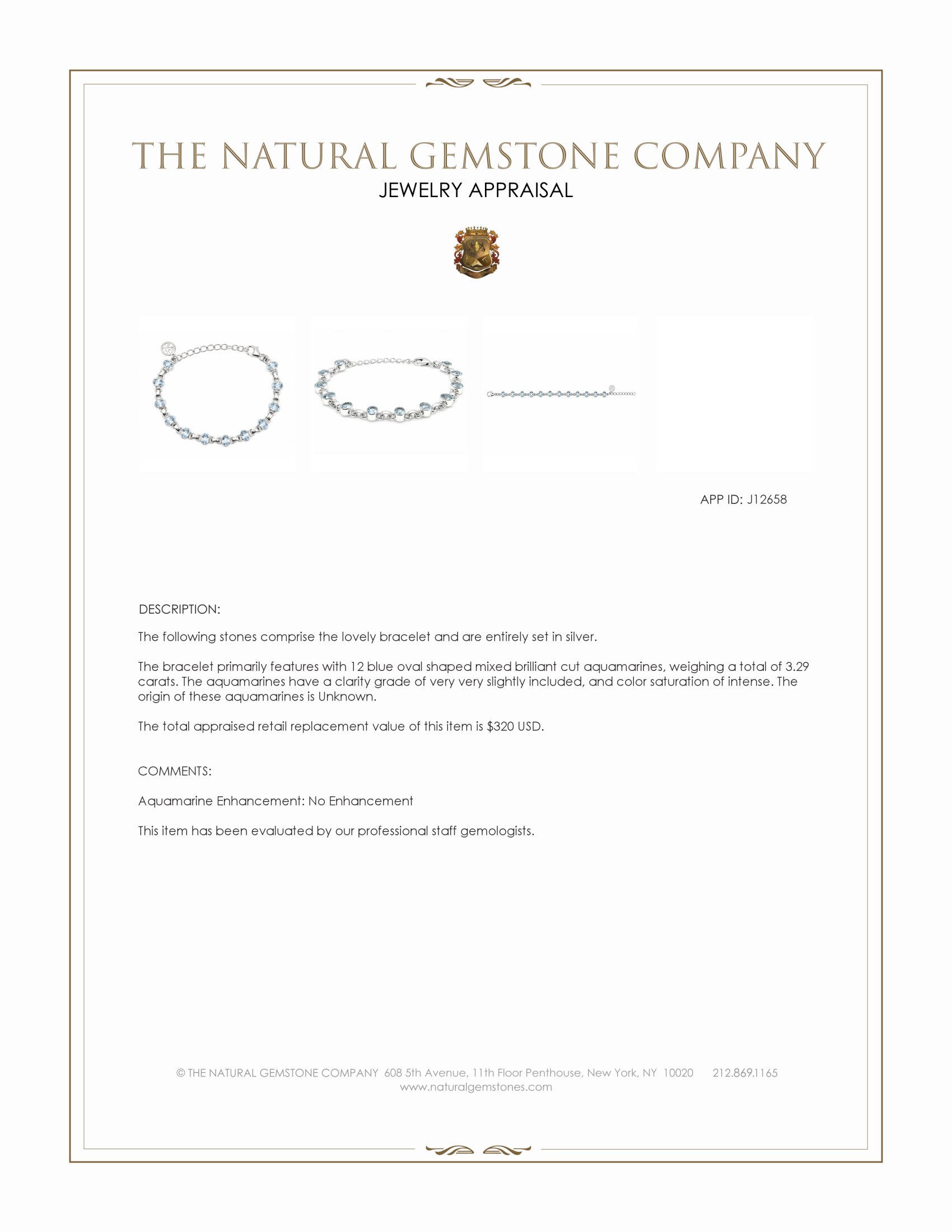 3.29 Ct.Tw. Blue Aquamarine Bezel Bracelet, Silver