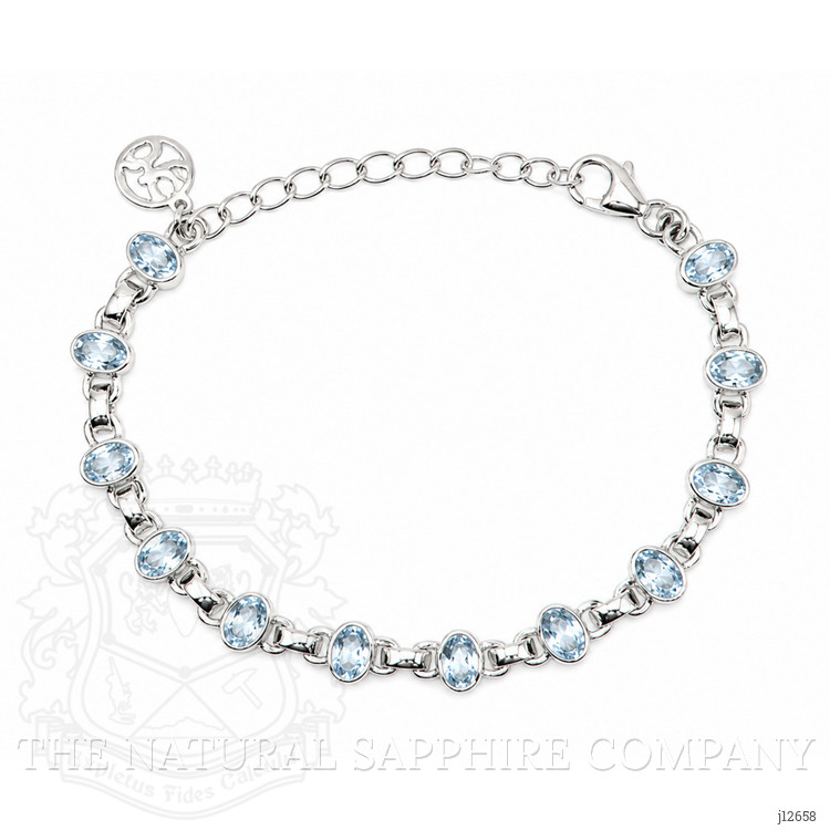 3.29 Ct.Tw. Blue Aquamarine Bezel Bracelet, Silver