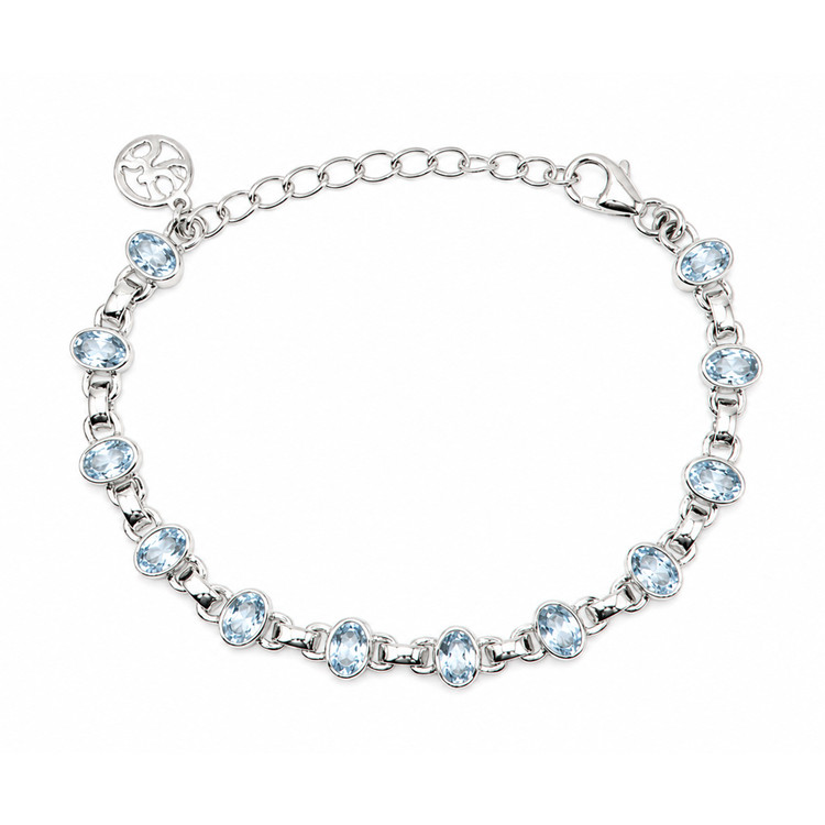 3.29 Ct.Tw. Blue Aquamarine Bezel Bracelet, Silver