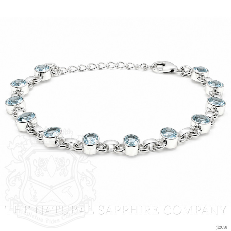 3.29 Ct.Tw. Blue Aquamarine Bezel Bracelet, Silver