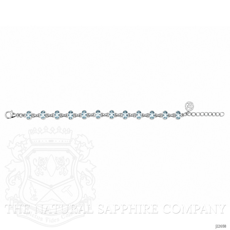 3.29 Ct.Tw. Blue Aquamarine Bezel Bracelet, Silver