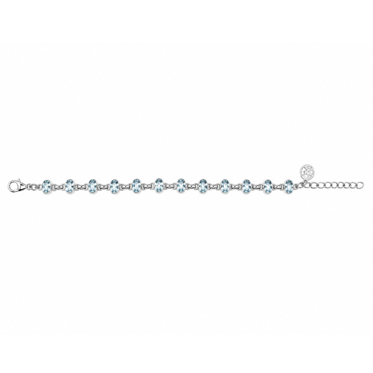 3.29 Ct.Tw. Blue Aquamarine Bezel Bracelet, Silver