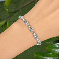 3.29 Ct.Tw.Total Carat Weight Blue Aquamarine Bezel Bracelet, Silver Life Style