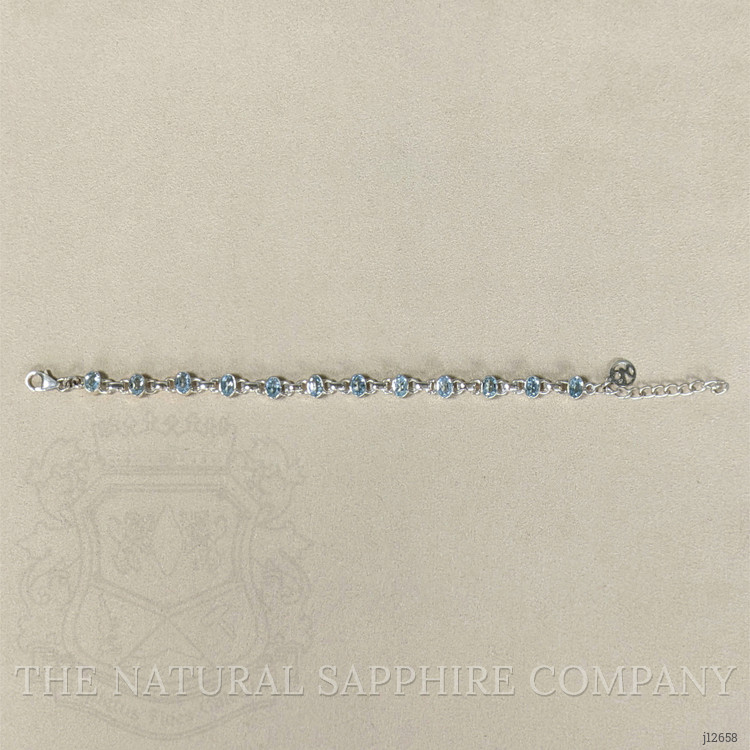 3.29 Ct.Tw. Blue Aquamarine Bezel Bracelet, Silver