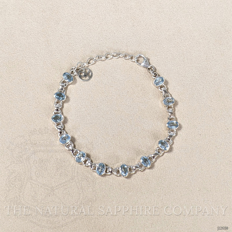 3.29 Ct.Tw. Blue Aquamarine Bezel Bracelet, Silver