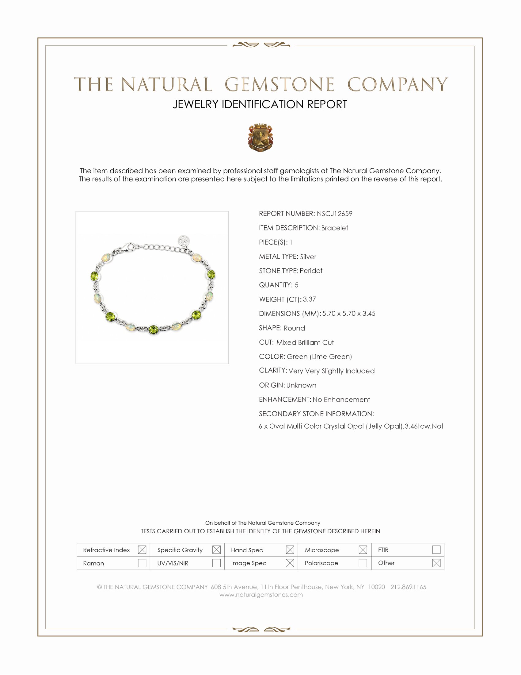 6.83 Ct.Tw. Multi Color Crystal Opal (Jelly Opal) and Green (Lime Green) Peridot Bezel Bracelet, Silver