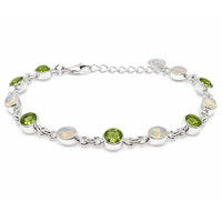 6.83 Ct.Tw.Total Carat Weight Multi Color Crystal Opal (Jelly Opal) and Green (Lime Green) Peridot Bezel Bracelet, Silver Image