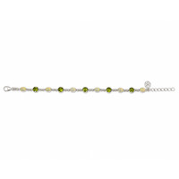 6.83&nbsp;Ct.Tw.Total Carat Weight Multi Color Crystal Opal (Jelly Opal) and Green (Lime Green) Peridot Bezel Bracelet, Silver Image