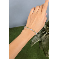 6.83 Ct.Tw.Total Carat Weight Multi Color Crystal Opal (Jelly Opal) and Green (Lime Green) Peridot Bezel Bracelet, Silver Life Style